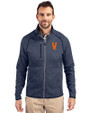 Virginia Hoos College Vault Cutter & Buck Mainsail Sweater-Knit Mens Full Zip Jacket Liberty Navy Heather Front