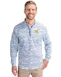 Michigan Wolverines College Vault Cutter & Buck Traverse Recycled Smooth Stretch Mens Camo Quarter Zip Pullover Indigo Front
