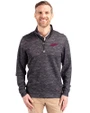 New Mexico State Aggies College Vault Cutter & Buck Traverse Stretch Eco Camo Print Quarter Zip Mens Pullover Black Front