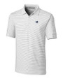 Michigan Wolverines College Vault Cutter & Buck Forge Pencil Stripe Stretch Mens Polo White Mannequin