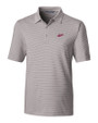 New Mexico State Aggies College Vault Cutter & Buck Forge Pencil Stripe Stretch Mens Polo Polished Medium Gray Mannequin