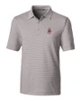 Washington State Cougars College Vault Cutter & Buck Forge Pencil Stripe Stretch Mens Polo Polished Medium Gray Mannequin