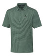 Portland State Vikings College Vault Cutter & Buck Forge Pencil Stripe Stretch Mens Polo Hunter Green Mannequin