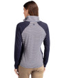 Michigan Wolverines College Vault Cutter & Buck Forge Tonal Stripe Stretch Half Zip Womens Top Liberty Navy Back