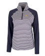 Michigan Wolverines College Vault Cutter & Buck Forge Tonal Stripe Stretch Half Zip Womens Top Liberty Navy Mannequin