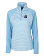 FIU Panthers College Vault Cutter & Buck Forge Tonal Stripe Stretch Half Zip Womens Top Atlas Light Blue Mannequin