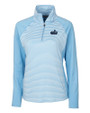 Old Dominion Monarchs College Vault Cutter & Buck Forge Tonal Stripe Stretch Half Zip Womens Top Atlas Light Blue Mannequin