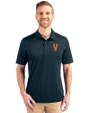 Virginia Hoos College Vault Cutter & Buck Prospect Eco Textured Stretch Recycled Mens Big & Tall Polo Navy Blue Front