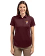 Virginia Tech Hokies College Vault Cutter & Buck Prospect Eco Textured Stretch Recycled Womens Short Sleeve Polo Bordeaux Front