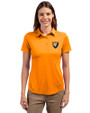 Illinois Fighting Illini College Vault Cutter & Buck Prospect Eco Textured Stretch Recycled Womens Short Sleeve Polo Orange Burst Front
