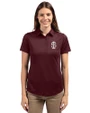 Southern Illinois Salukis College Vault Cutter & Buck Prospect Recycled Featherlight Stretch Womens Polo Bordeaux Front