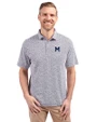 Michigan Wolverines College Vault Cutter & Buck Virtue Eco Pique Botanical Print Recycled Mens Polo Navy Blue Front