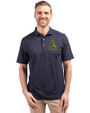 Northern Arizona Lumberjacks College Vault Cutter & Buck Virtue Eco Pique Tile Print Recycled Mens Polo Navy Blue Front