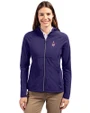 East Carolina (ECU) Pirates College Vault Cutter & Buck Adapt Eco Knit Hybrid Recycled Womens Full Zip Jacket College Purple Front