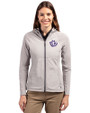 Texas Christian Horned Frogs College Vault Cutter & Buck Adapt Eco Knit Hybrid Recycled Womens Full Zip Jacket Polished Medium Gray Front