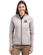 Northwestern Wildcats College Vault Cutter & Buck Adapt Eco Knit Hybrid Recycled Womens Full Zip Jacket Polished Medium Gray Front