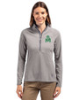 Marshall Thundering Herd College Vault Cutter & Buck Adapt Eco Knit Stretch Recycled Womens Half Zip Pullover Polished Medium Gray Front