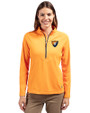 Illinois Fighting Illini College Vault Cutter & Buck Adapt Eco Knit Stretch Recycled Womens Half Zip Pullover Orange Burst Front