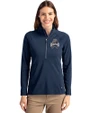 Utah State Aggies College Vault Cutter & Buck Adapt Eco Knit Stretch Recycled Womens Half Zip Pullover Navy Blue Front