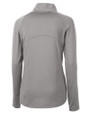 Louisville Cardinals College Vault Cutter & Buck Adapt Eco Knit Stretch Recycled Womens Half Zip Pullover Polished Medium Gray Mannequin Back
