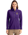 LSU Tigers College Vault Cutter & Buck Adapt Eco Knit Stretch Recycled Womens Half Zip Pullover College Purple Front
