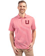 Utah Utes College Vault Cutter & Buck Virtue Eco Pique Stripe Recycled Mens Big and Tall Polo Red Front