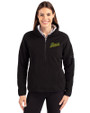 George Mason Patriots College Vault Cutter & Buck Cascade Eco Fleece Womens Pullover Jacket Black Front