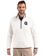 Gonzaga Bulldogs College Vault Cutter & Buck Cascade Eco Fleece Mens Quarter Zip Jacket Shell/Navy Blue Front