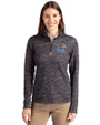 Kansas Jayhawks Cutter & Buck Traverse Stretch Eco Camo Print Quarter Zip Womens Pullover Black Front