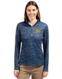 Michigan Wolverines Cutter & Buck Traverse Stretch Eco Camo Print Quarter Zip Womens Pullover Navy Blue Front