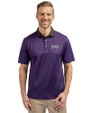 TCU Horned Frogs Cutter & Buck Virtue Eco Pique Micro Stripe Recycled Mens Polo College Purple/Black Front