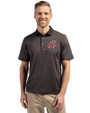 Washington State Cougars Cutter & Buck Virtue Eco Pique Micro Stripe Recycled Mens Polo Black/Elemental Grey Front