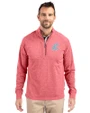 Washington State Cougars Cutter & Buck Adapt Eco Knit Heather Mens Big & Tall Quarter Zip Pullover Cardinal Red Heather Front