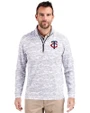 Minnesota Twins Cutter & Buck Traverse Stretch Eco Camo Print Quarter Zip Mens Pullover Charcoal Front