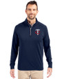Minnesota Twins Cutter & Buck Adapt Eco Knit Stretch Recycled Mens Big and Tall Quarter Zip Pullover Navy Blue Front