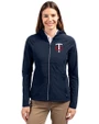 Minnesota Twins Cutter & Buck Adapt Eco Knit Hybrid Recycled Womens Full Zip Jacket Navy Blue Front