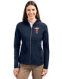 Minnesota Twins Cutter & Buck Adapt Eco Knit Hybrid Recycled Womens Full Zip Jacket Navy Blue Front