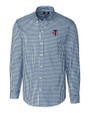 Minnesota Twins Cutter & Buck Easy Care Stretch Gingham Mens Long Sleeve Dress Shirt Liberty Navy Mannequin