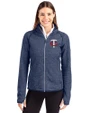 Minnesota Twins Cutter & Buck Mainsail Sweater-Knit Womens Full Zip Jacket Liberty Navy Heather Front