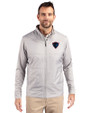 DePaul Blue Demons Cutter & Buck Stealth Recycled Hybrid Quilted Mens Windbreaker Jacket Polished Medium Gray Front