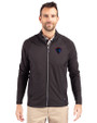 DePaul Blue Demons Cutter & Buck Adapt Eco Knit Hybrid Recycled Mens Big & Tall Full Zip Jacket Black Front