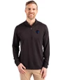 DePaul Blue Demons Cutter & Buck Virtue Eco Pique Recycled Quarter Zip Mens Big & Tall Pullover Black Front