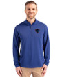 DePaul Blue Demons Cutter & Buck Virtue Eco Pique Recycled Quarter Zip Mens Big & Tall Pullover Tour Blue Front