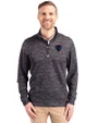 DePaul Blue Demons Cutter & Buck Traverse Recycled Smooth Stretch Mens Big & Tall Camo Quarter Zip Pullover Black Front