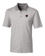 DePaul Blue Demons Cutter & Buck Forge Tonal Stripe Stretch Mens Big and Tall Polo Polished Medium Gray Mannequin