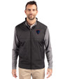 DePaul Blue Demons Cutter & Buck Stealth Hybrid Quilted Mens Big and Tall Full Zip Windbreaker Jacket Black Front