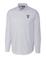 Yale Bulldogs Cutter & Buck Stretch Oxford Stripe Mens Long Sleeve Dress Shirt Light Blue Mannequin