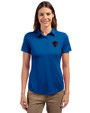 DePaul Blue Demons Cutter & Buck Prospect Eco Textured Stretch Recycled Womens Short Sleeve Polo Tour Blue Front
