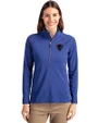 DePaul Blue Demons Cutter & Buck Adapt Eco Knit Stretch Recycled Womens Half Zip Pullover Tour Blue Front