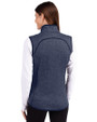 ETSU Buccaneers Cutter & Buck Mainsail Sweater Knit Womens Full Zip Vest Liberty Navy Heather Back